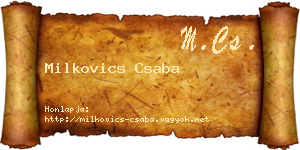 Milkovics Csaba névjegykártya